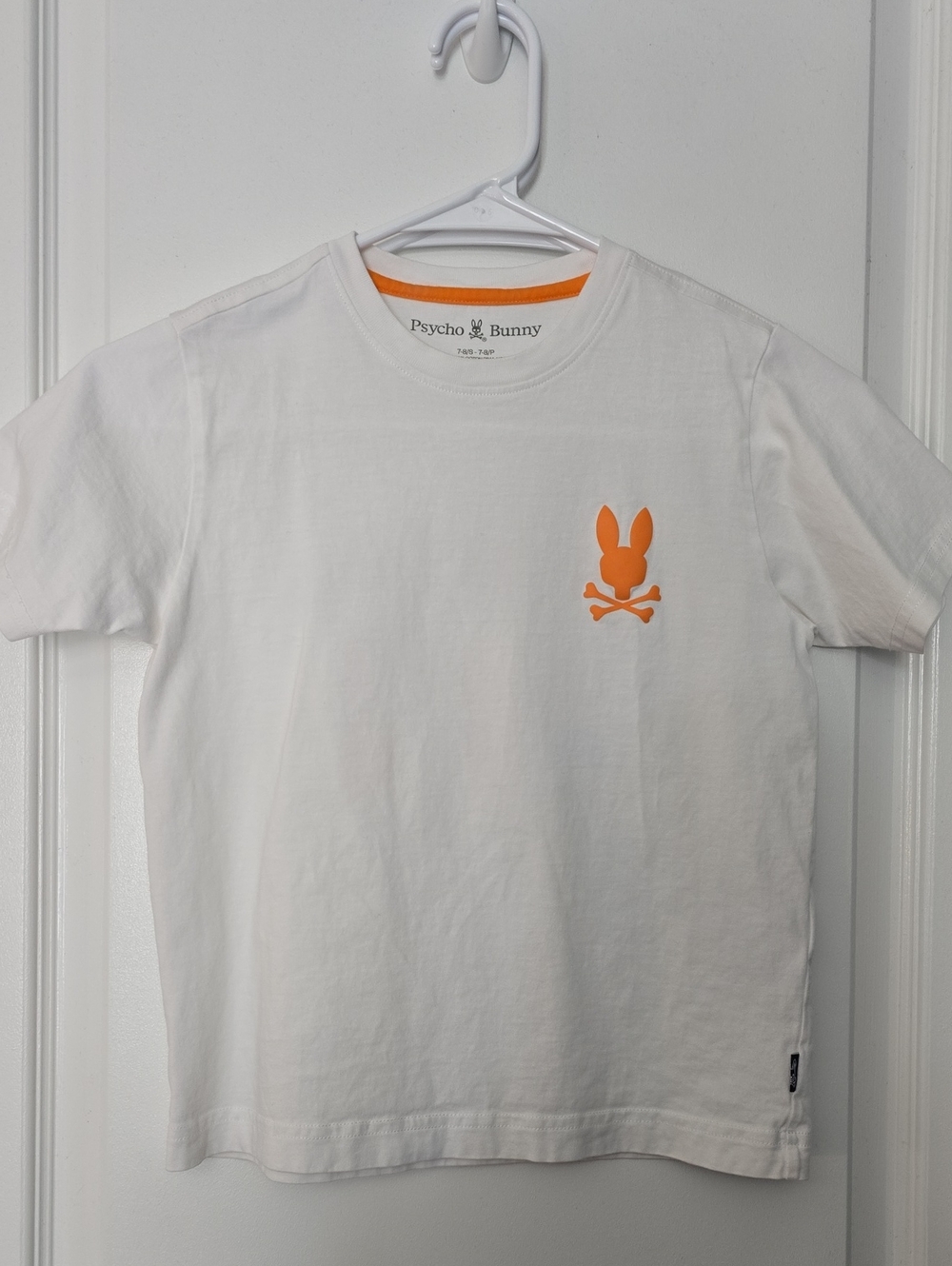 Psycho Bunny White Tee with Orange Logo Accent